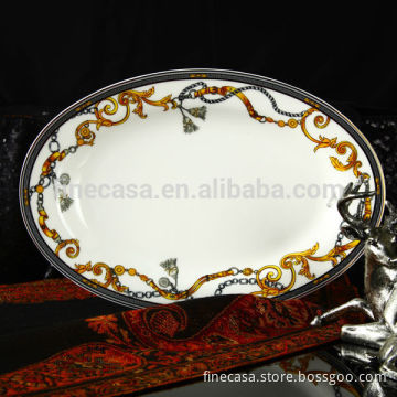 12 Inches Luxury Fine Bone China Engraved Dinner Plate of Knight